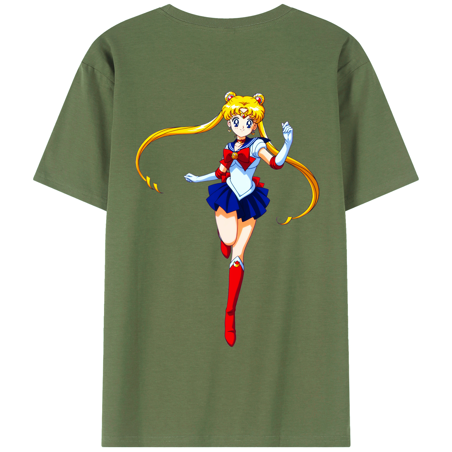 （画像用） 美少女戦士セーラームーン 月野 うさぎ つきの うさぎ Sailor Moon Tsukino Usagi 綿100％ メンズ半袖Tシャツ（バックプリント） 通気性